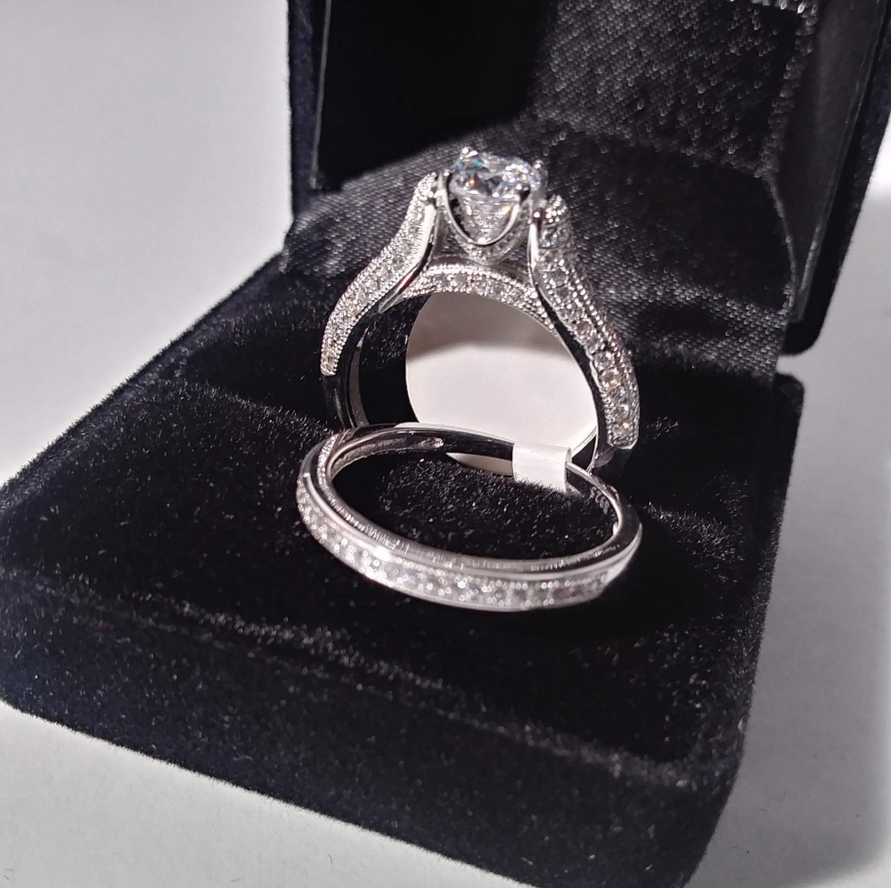 2 piece Sterling Silver Brilliant Cut Pav'e Ring